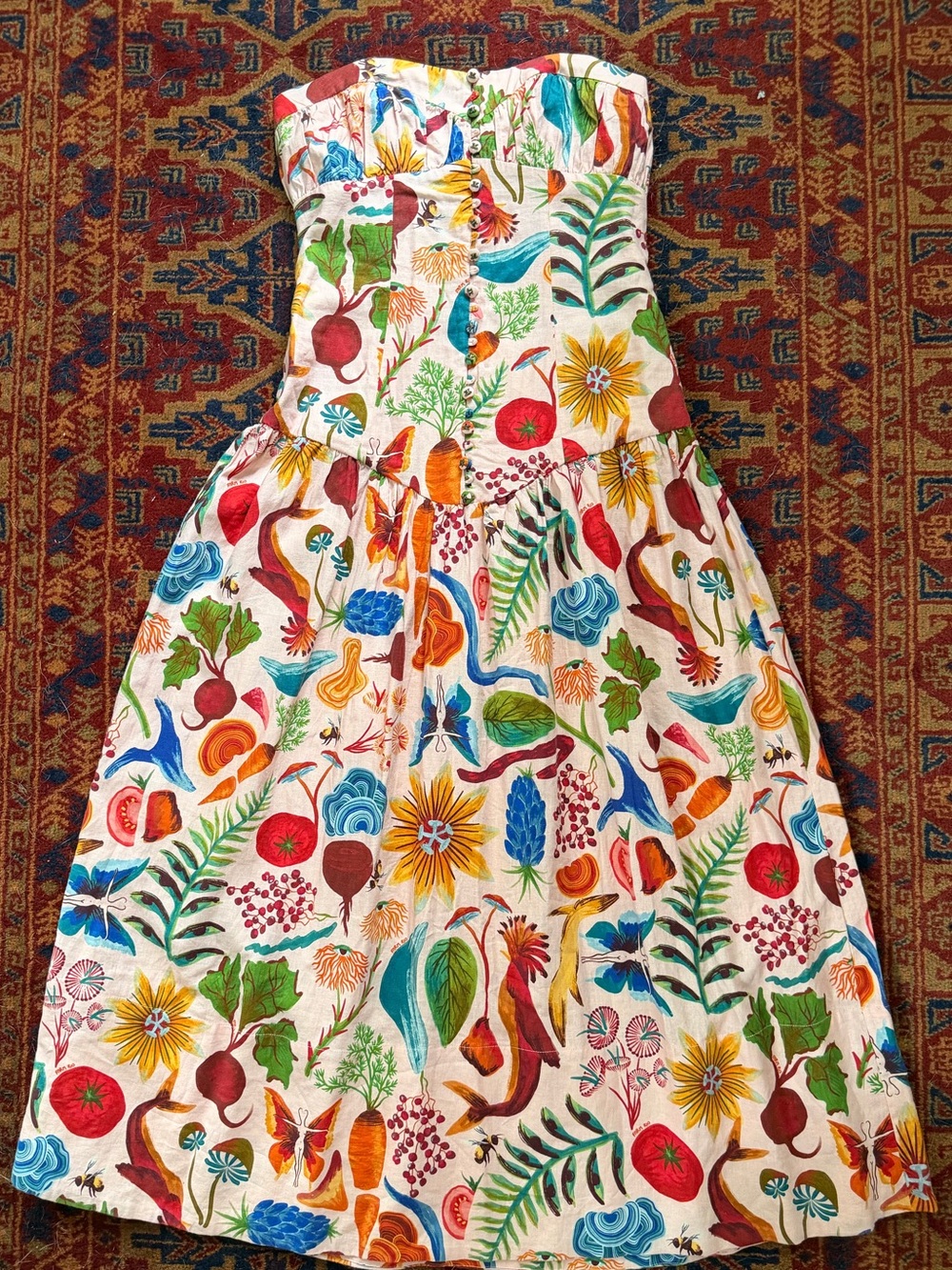 Farm Rio Strapless Maxi Dress small - Picture 2 of 11